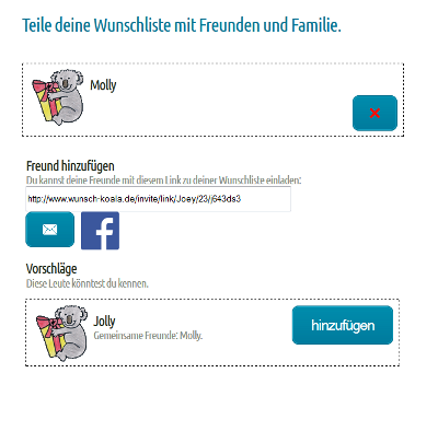 Wunschzettel teilen